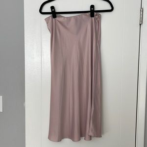 Express Pink Satin Midi Skirt in Medium